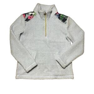 Lilly Pulitzer Wallen Sherpa Bonaire Blue Half Zip XXS Sweatshirt Jacket